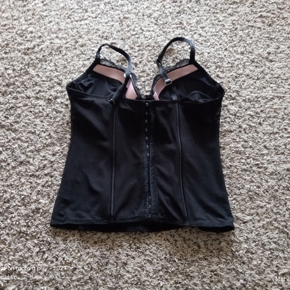 Victoria's Secret Lace Bustier Black Pink Size 36C 2008 - Picture 4 of 9